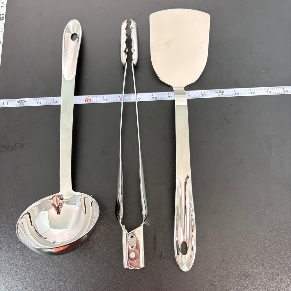 All-Clad Kitchen Tool Set‎ OS Silver Ladle Tongs Spatula Stainless Steel Quality